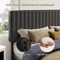 thumbnail image 4 of Honfach Full Size Bed Frame, Upholstered Platform Bed with Velvet Headboard, Wide Bed Legs and Strong Wood Slats Support,Dark Grey, 4 of 7