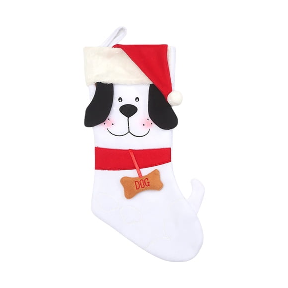 Chaussette de Noël Blanche pour Chien Cadeau Bas pour Animaux de Compagnie Décorations de Vacances pour Chiens Accessoires Festifs pour Animaux de Compagnie Chaussettes de Noël pour Petits Moyens Grands Animaux 1 Pce