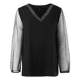 thumbnail image 4 of Tops for Women Trendy Oversized Tee Shirts Women Loose Top Medium Long Sleeve Shirt Athletic T Shirt Woman Half Shirts Fit Stretch Long Sleeve Winter Little Pocket Tunics Running Black XL, 4 of 5