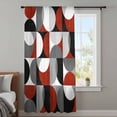 thumbnail image 4 of Red Grey, Sheer Curtains 45 Inches Long, Abstract Retro Middle Century Geometric Art Light Filering Curtains, Breathable Simi Curtain Privacy Drapes for Kitchen Bathroom Small Window Treatment, 4 of 9