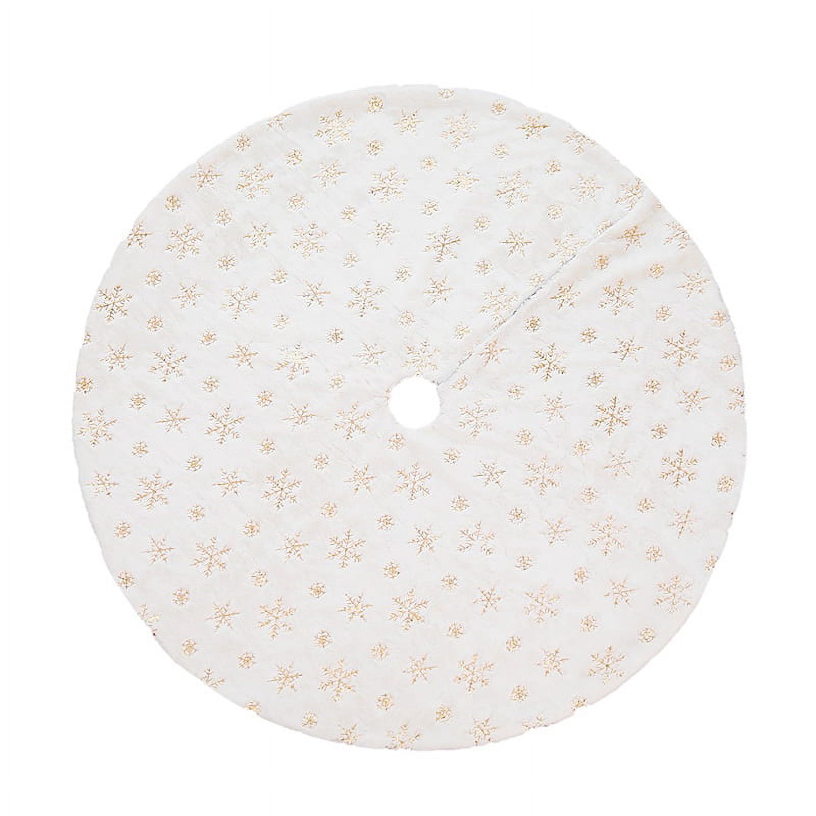"Snowlflake Christmas Tree Skirt, Large Snowy White Fur Tree Skirt with Snowy Pattern for Christmas Decorations (Gold,Silver,Multicolor)"