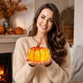 thumbnail image 3 of Halloween Pumpkin Decoration Glass Pumpkin Ornament Tabletop Seasonal Decor Harvest Party Centerpiece for Indoor Display, 3 of 5