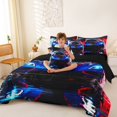 thumbnail image 3 of Castle Fairy Sports Car Bedding Comforter Set 7 Pieces for Boys, Smoke Splash Art Full Bedding Set for Bedroom, Blue Red,Black Reversible, 3 of 7