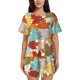 thumbnail image 1 of Balery Fall Maple Leaves Conjunto de Pijama para Mujer con Estampado, Dos Piezas de Manga Corta y Shorts, Ropa de Dormir Suave con Cuello Redondo y Bolsillos-3X-Large, 1 of 6