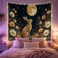 thumbnail image 2 of Brown Hare in Moonlit Wildflowers, Dreamy Illustration for Nature Lovers, Magical Wall Art for Her, Birthday Gift, Tapestry Wall Hanging for Bedroom and Living Room, 2 of 7