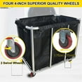 thumbnail image 6 of Large Stainless Steel Laundry Trolley Cart with Wheels - Heavy Duty Rolling Laundry Cart for /Home，10 Bushel,35.4" Lx25.6 Wx31.5 H (Black), 6 of 12
