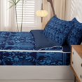 thumbnail image 5 of Homewish Retro Aztec Nature Tree Zipper Queen Comforter Set with Fitted Sheet and 2 Pillowcases,Vintage Botanical Zipper Bedding Set,Navy,Navy Blue Reversible,4pcs, 5 of 8