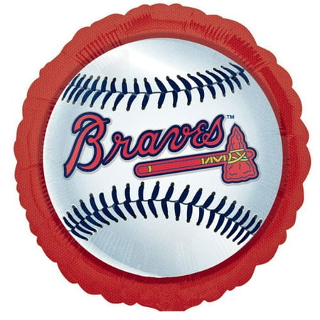 18 inch MLB Atlanta Braves Baseball Foil Mylar Balloon - Party Supplies Decorations