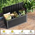 thumbnail image 4 of 120 Gallon Outdoor Waterproof Resin Storage Deck Box Lockable Outside Bench UV Resistant Bin Patio Porch Furniture Pool Float Garden Tool Cushion Black, 4 of 7
