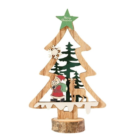 

Christmas Wooden Ornaments Table Santa Claus Snowman Craft Xmas Party Decoration