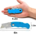 thumbnail image 3 of 4 Pack Folding Utility Knife,Pocket Box Cutter Knife,Heavy Duty Box Cutter Knife with Clip,Lock Back Design Pocket Knife,Quick Change Blade Box Knife with Extra 10 Pack Blades, 3 of 8
