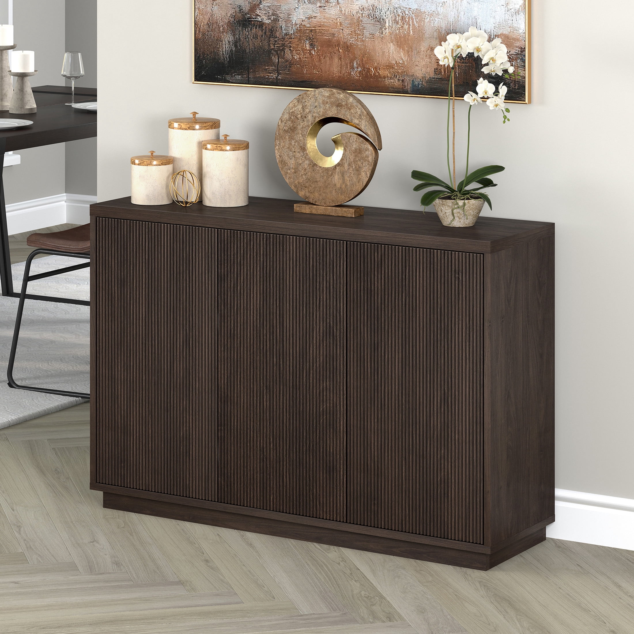 Evelyn&Zoe Modern/Contemporary 48" Wide Alder Brown Buffet Table