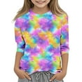 thumbnail image 3 of Jinhomg Boys Girls Tie Dye Shirts Toddler Kids Comfy 3/4 Sleeve Crew Neck Tops Lightweight Casual Tunic Blouse Spring Summer Clothes Multicolor 5 Years, 3 of 6