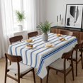 thumbnail image 6 of Navy Blue Striped Table Cloth Waterproof Tablecloths, Rustic Blue Stripe Modern Art Beige Tablecloth Dining Table Cover for Kitchen Party Tabletop Outdoor, Rectangle Tablecloth 52x70 Inch, 6 of 9