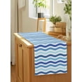 thumbnail image 5 of Table Runner Blue Nautical Waves Table Runners Lines Striped Cotton Linen Dresser Scarf Kitchen Dining Table Decor for Home Dinner Party Decor 13x90 Inch, 5 of 9