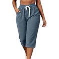thumbnail image 3 of LIaqionyy Capri Pants for Women Corduroy High Waisted Wide Leg Cropped Pant Casual Loose Trouser with Pockets, 3 of 8