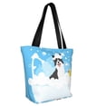 thumbnail image 2 of Kll Tote Bag For Women Collie In Bathtub Print Shopping Grocery Reusable Bags For Office School Shopping Travel, 2 of 8