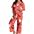 thumbnail image 3 of SONXAHE Women's 2‑Piece Halloween Ghost Pumpkin Pajama Set Short Sleeve Top Long Elastic Pants Sleepwear, 3 of 5