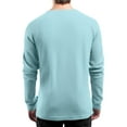 thumbnail image 3 of Lumtrix Men's Long Sleeve Waffle Henley Shirts Casual Big and Tall T-Shirts for Men Basic Lightweight Pullover Button up Top Cyan 3XL, 3 of 8