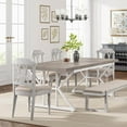 thumbnail image 6 of Finmind Farmhouse Dining Table for 6, 71" Rectangular Wood Kitchen Table for Dining Room, Kitchen(Grey/White), 6 of 7