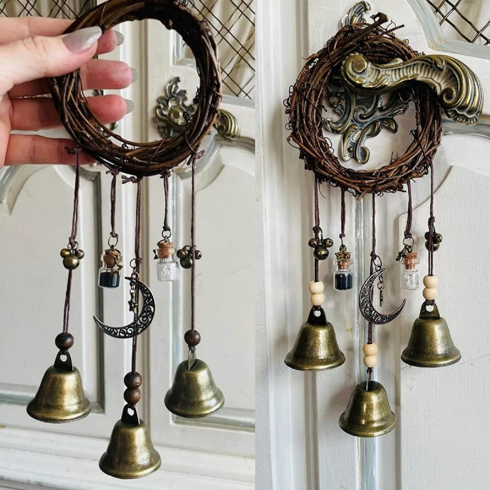 Witch Bells for Home Protection â Magical Wind Chimes with Quartz, Pagan Door Hanging Decor to Ward Off Negative Energy & Attract Positivity