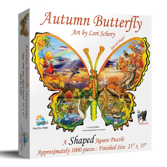 SUNSOUT INC - Autumn Butterfly - 1000 pc Shaped Jigsaw Puzzle by Artist: Lori Schory - MPN# 95084
