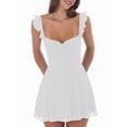 thumbnail image 4 of Women Y2k Mini Dress Ruffle Strap Short Formal Grad Dress Lace Up Backless A Line College Dresses White S, 4 of 7