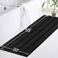 thumbnail image 2 of Luxurious Non-Slip Shaggy Chenille Kitchen Runner Black Kitchen Rug Ultra Soft Plush Carpet Mat Shag Shower Bath Runner Absorbent Large Bath Mat for Entryway, Size 59 & 20 Inches, Black, 2 of 4