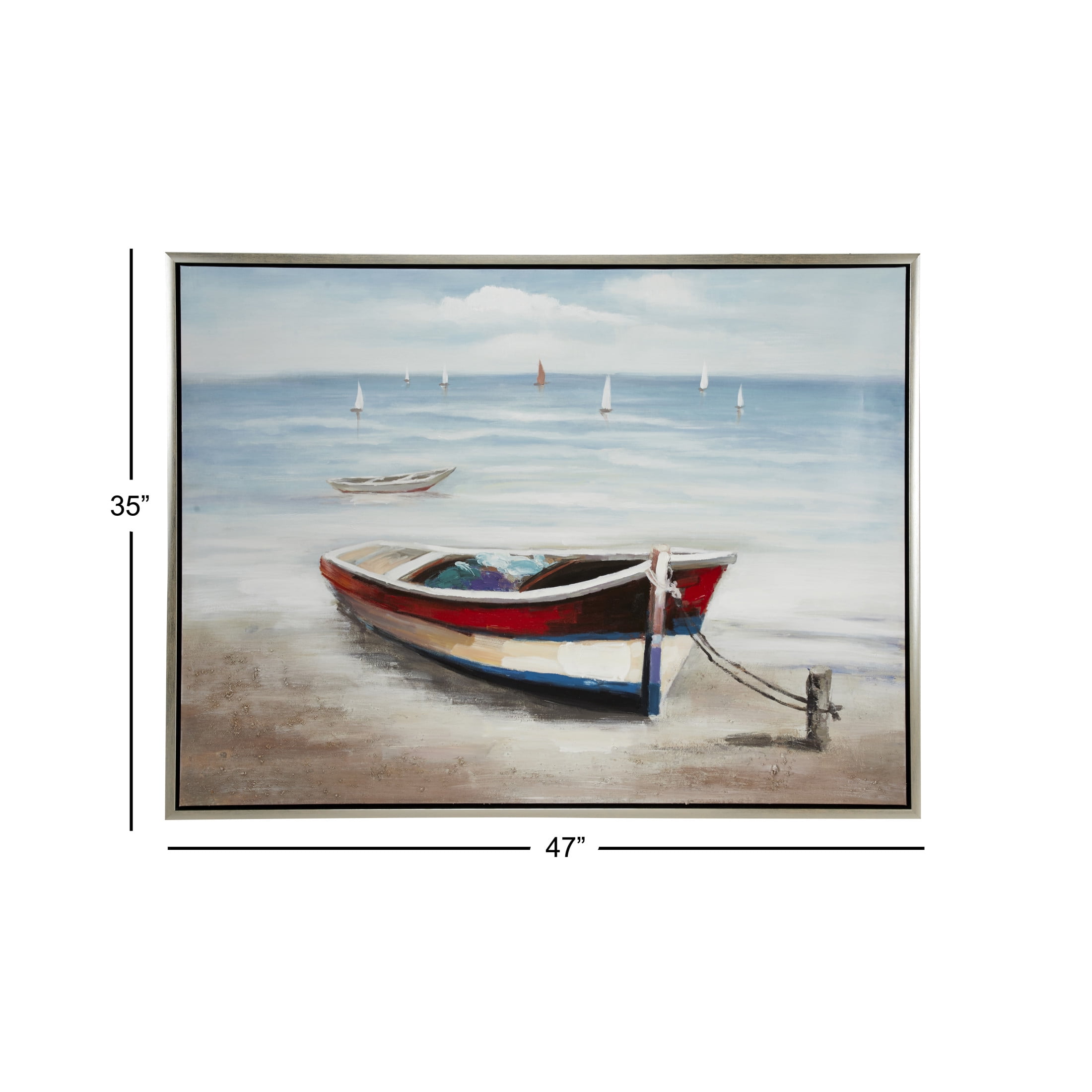47" x 36" Sail Boat Framed Wall Art with Silver Frame, by DecMode