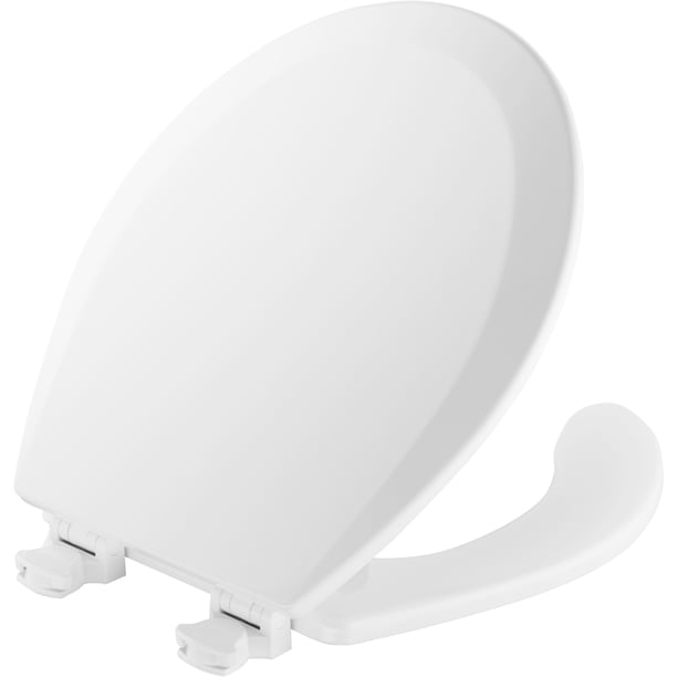 Mayfair Lift off Round Enameled Wood Open Front Toilet Seat in White