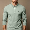 thumbnail image 7 of Long Sleeve Polos Shirt For Men Fashion Casual Breathable Golf T Shirts Lapel Button Business Office Wear (S, Army Green), 7 of 7