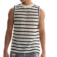 thumbnail image 2 of Tank Tops Men, Mens Crochet Sweater Vest Striped Knit Vest Sleeveless Crewneck Blouses Tops Hollow Out Tank Top, 2 of 9