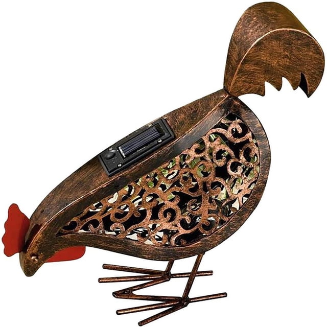 Luz Solar Para Pollos De Hierro Forjado, Lámpara Led Retro Para Pollos, Linterna Hueca, Decoración De Jardín, Adornos Artísticos, Lámpara De Modelado De Gallo Yuarrent HA038151-00