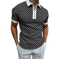 thumbnail image 2 of Outfmvch polo shirts for men Polka Dot Polos Casual Zipper Print Turn Down Shirt Collar womens tops Black, 2 of 7