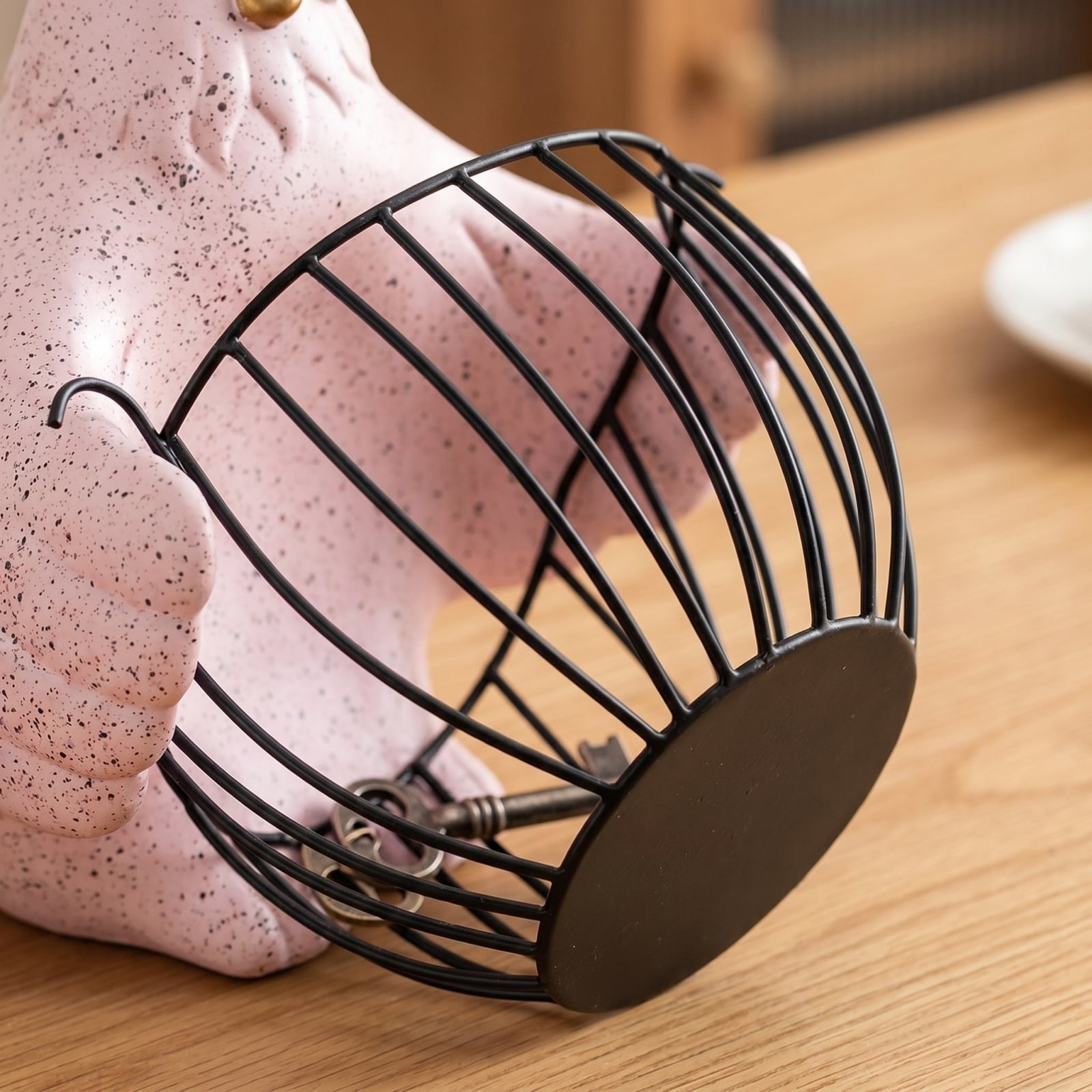 Hugging Chicken Egg Basket, Storage Basket for Desktop, Cute Chicken Animal Design Kitchen Egg Basket, Gifts for Home and Table Decor, White