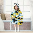thumbnail image 7 of Dailycode Wearable Blanket Hoodie Oversized Sherpa Flannel Blankets with Pocket for 3-14 Year Old Blue Yellow White Cow Spots, 7 of 7