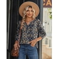 thumbnail image 3 of Zeagoo Women Blouses Casual Long Sleeve Spring Fall Tops Henley V Neck Floral Boho Shirts Dressy Summer Clothes, 3 of 6