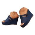 thumbnail image 3 of Rotm Womens Sandals Dressy Wedge Sandals for Women, Women's Open Toe Summer Dressy Sandals Blue,6.5, 3 of 7