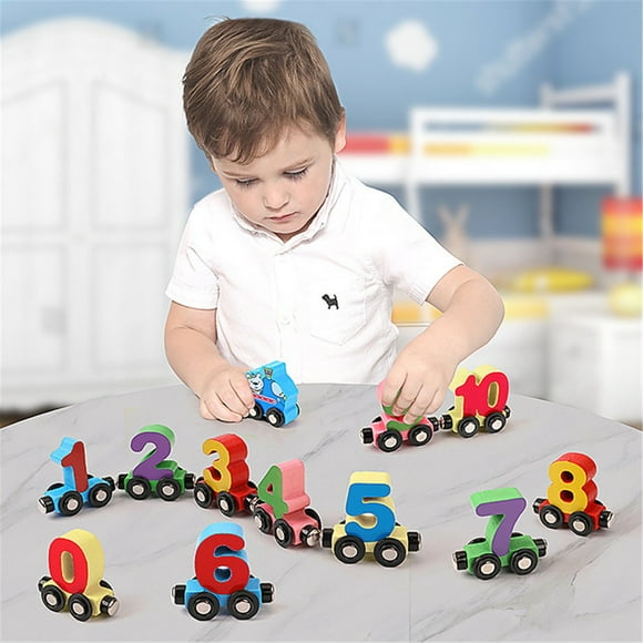 IROINID Jouets Éducatifs,Jouets d'Apprentissage,Jouets de Noël pour Enfants,Jouets pour Filles Garçons,Éducation Précoce pour Apprendre les Chiffres et les Lettres Casse-Tête de Train Magnétique Voiture Jouet en Bois