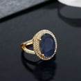 thumbnail image 5 of Gem Stone King 8.01 Ct Oval Blue Sapphire 18K Yellow Gold Plated Silver Ring, 5 of 5