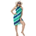 thumbnail image 4 of LA LEELA Women's Sarong Bikini Skirt Cover up Swimwear Bathing suit Summer Wraps Swimsuit Beach Wrap Coverups for Women One Size Stripes, Blue, 4 of 4