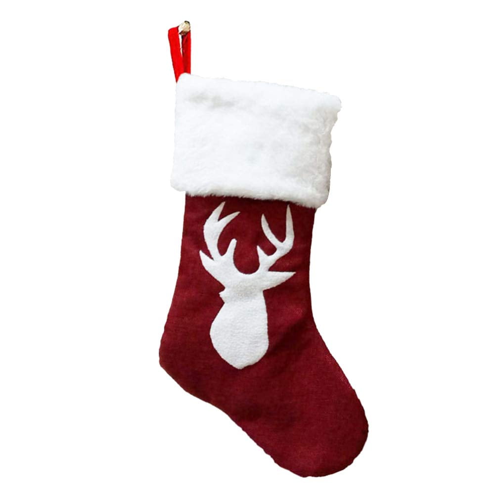 4 Pack Large Christmas Stocking,18 inches Classic Reindeer Xmas Cuff Stockings,Classic Large Stocking Decorations for Family Holiday Season Decor