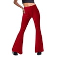 thumbnail image 1 of Pantalones con forro polar Gibobby mujer Pantalones acampanados de cintura alta Rojo XL, 1 of 5