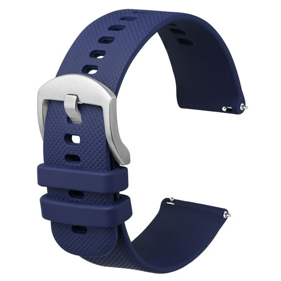 Silicone Watch Band 16mm Quick Release Rubber Watch Straps for Men Women,Silver Stainless Steel Buckle