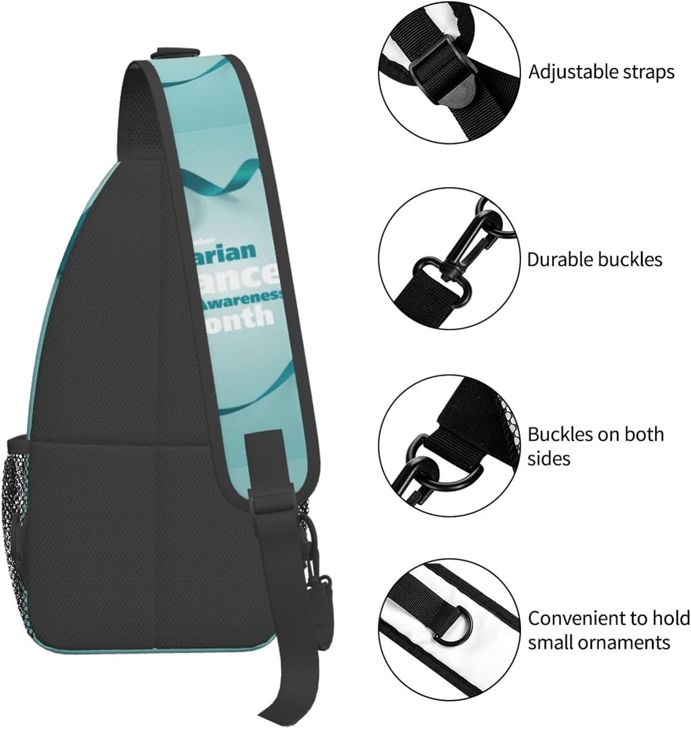 Ovarian Cancer Awareness Month Sling Bag Crossbody Hiking Travel Chest Bags Backpack Shoulder Daypack for Women Men