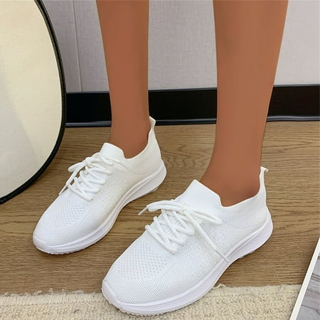 

NECHOLOGY Fresh Foam Sneaker - Women s Ladies Fashion Solid Color Breathable Mesh Lightweight Lace Slip on Sneaker Shoes for Women White 8.5