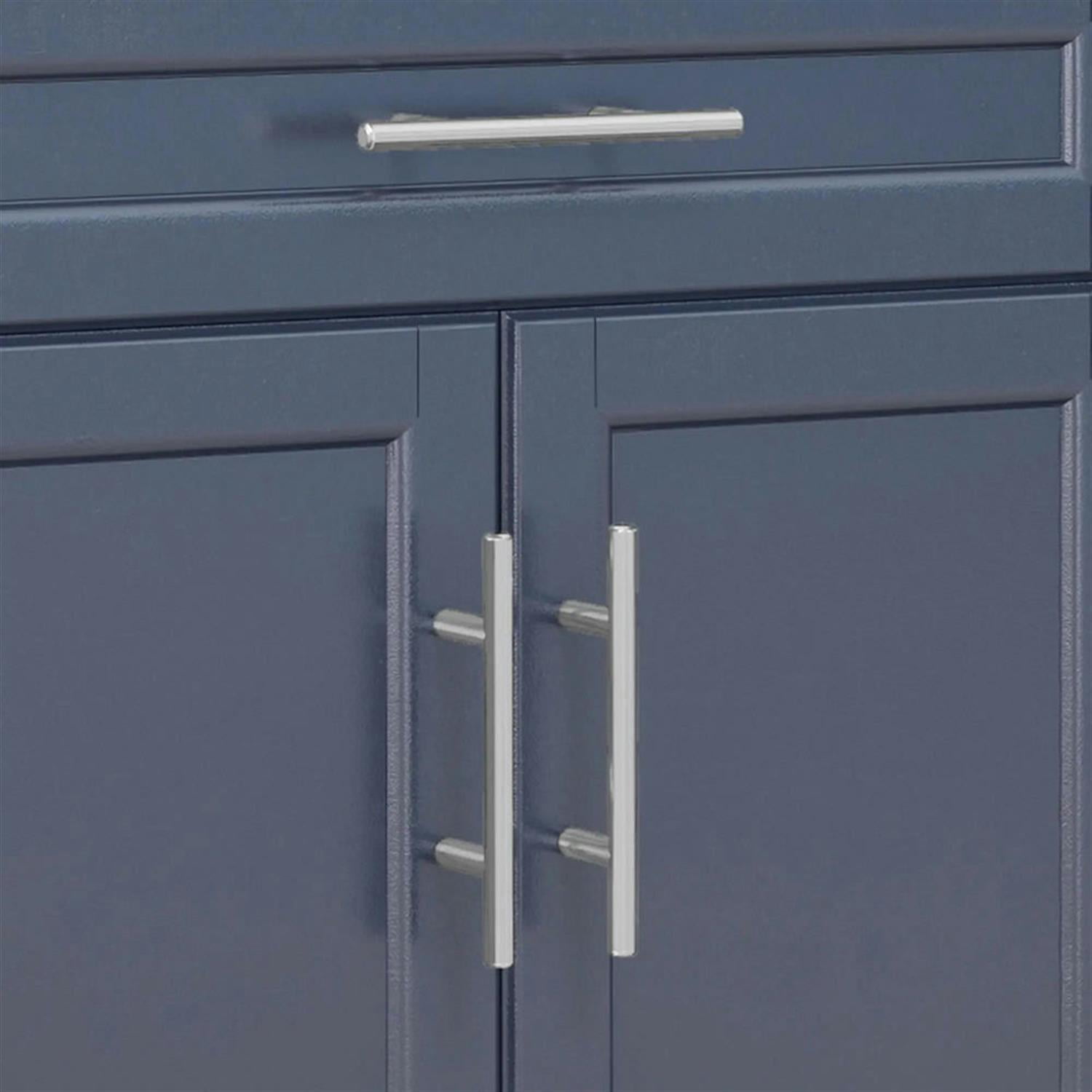 Demi Bonn 35" Kitchen Island Cart on Wheels with Stainless Steel Top, Rolling Dining Room Serving Utility Carts Mobile Movable with Towel Rack, Gray