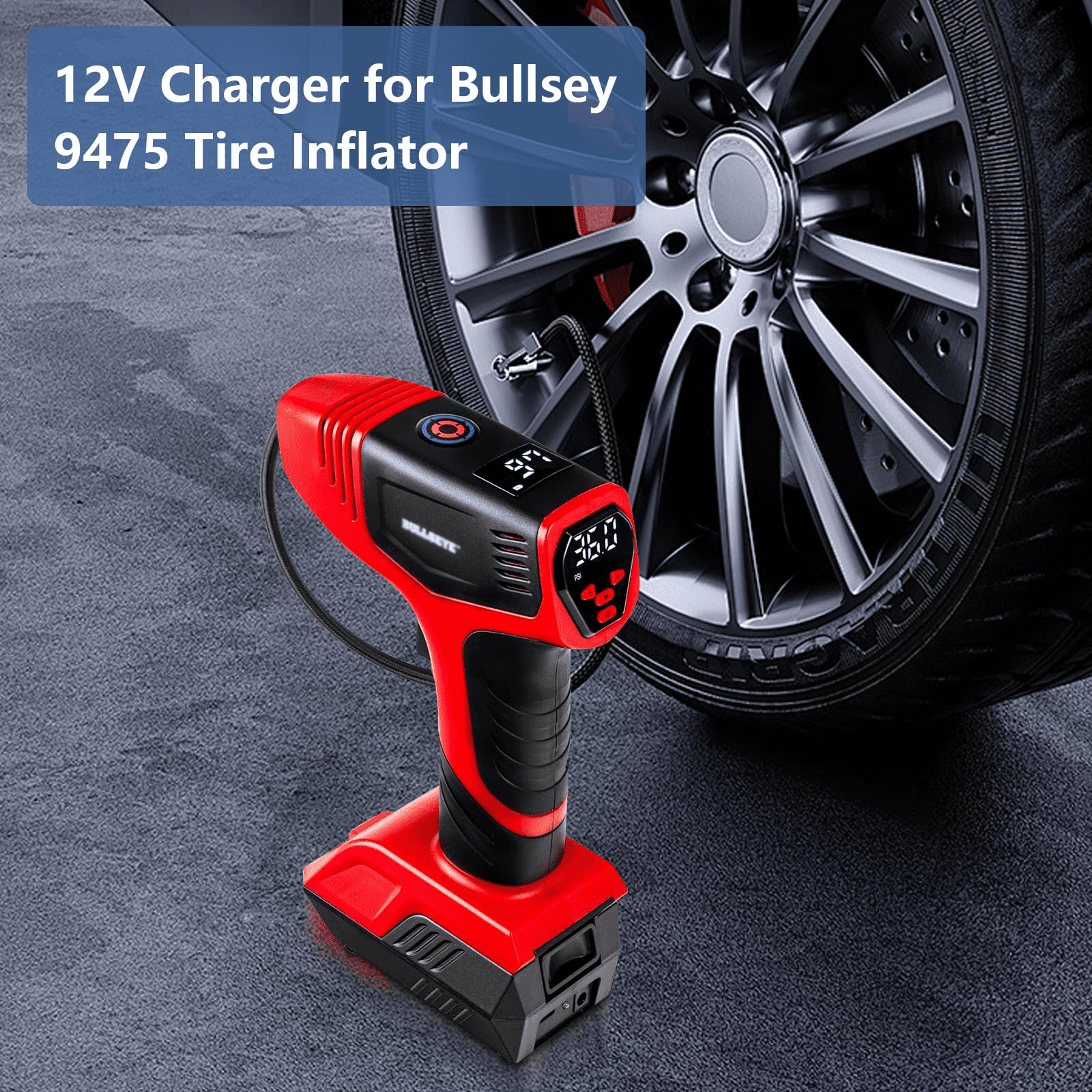 xzyuan 12V Charger for Bullseye Tire Inflator Air Compressor Compatible with EMSON 1745 9475 2441 Bullseye Pro Tire Inflator Portable Air Compressor, Car Tire Inflator Portable 12V AC Charger Adapter