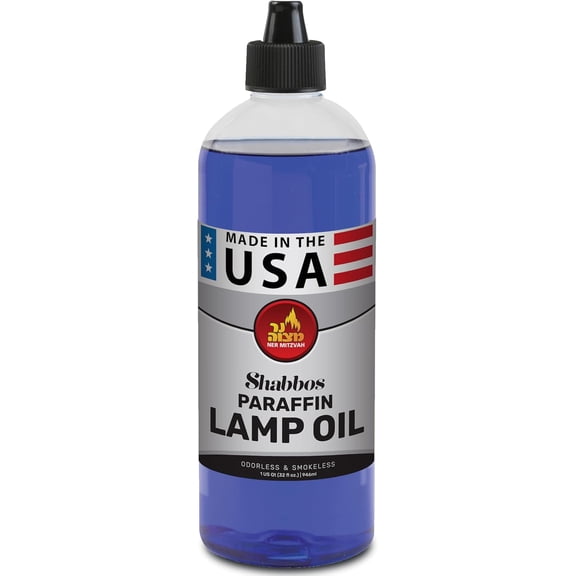 Paraffin Lamp Oil - Blue Smokeless, Odorless, Clean Burning Fuel for Indoor and Outdoor Use with E-Z Fill Cap and Pouring Spout - 32oz