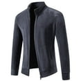 thumbnail image 2 of LMOIPLI Men's Polar Fleece Jacket Full Zip Long Sleeve Solid Color Jackets Fall Winter Casual Warm Stand Collar Coat Pockets for Hiking Outdoor Gray S, 2 of 5